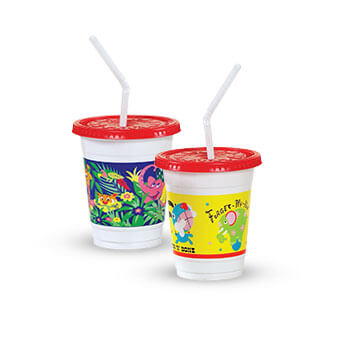 Dart Solo CC12C-J5145 Jungle Print 12-14 oz. Plastic Kid\'s Cup with Lid and  Straw - 250/Case - Splyco