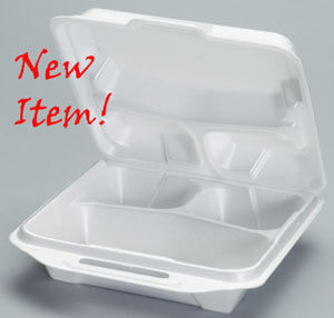 Jumbo White 3 Compartment Carry Out Boxes - 9