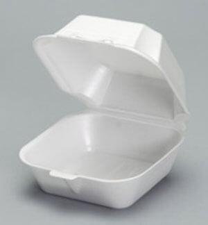 Genpak SN202 9 x 9 x 3 White Foam 2 Compartment Container with Hinged  Lid - 200/Case