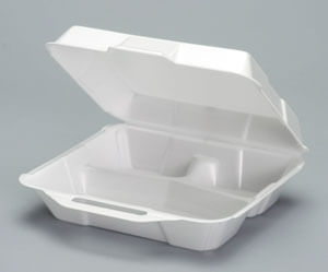 PCT 3-Compartment Foam Hinged Lid Containers, White - 150 Per Carton, 150 -  Kroger