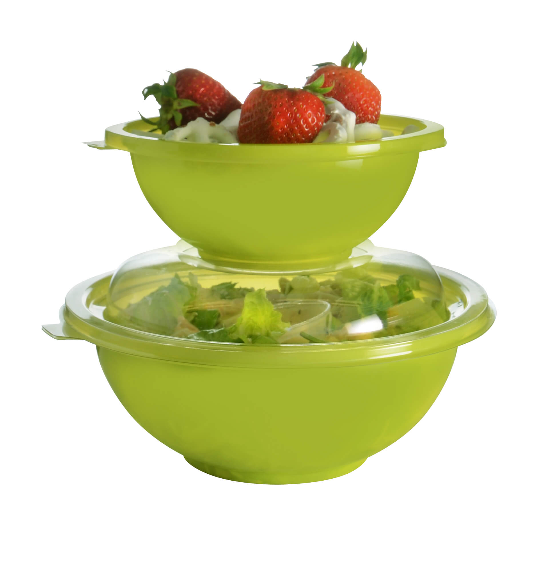Fineline 159IN-L Super Bowl Plus 9 Clear PET Plastic Dome Lid with Indent  for 32, 48, and 64 oz. Square Bowls - 150/Case