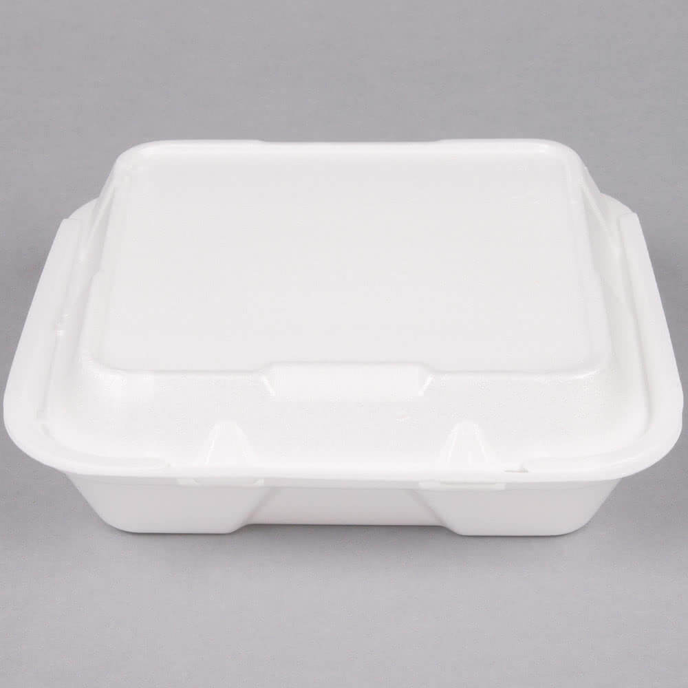 Genpak 20500-WHV Carry-Out Container 9.19 x 6.5 x 2.875, White Vented,  Foamed, Expanded Polystyrene