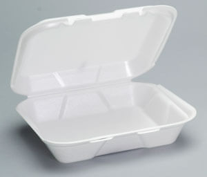 Genpak Foam Hinged Carryout Container, 3-Compartment, 8-4/9x7-5/8x2-3/8,  White, 100/Bag (SN223)