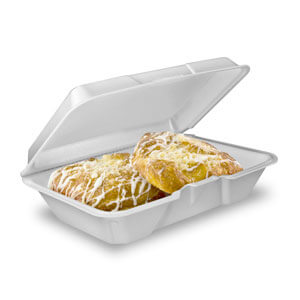 Dart Large Carryout Foam Trays 1 Compartment 9 x 9 White Pack Of