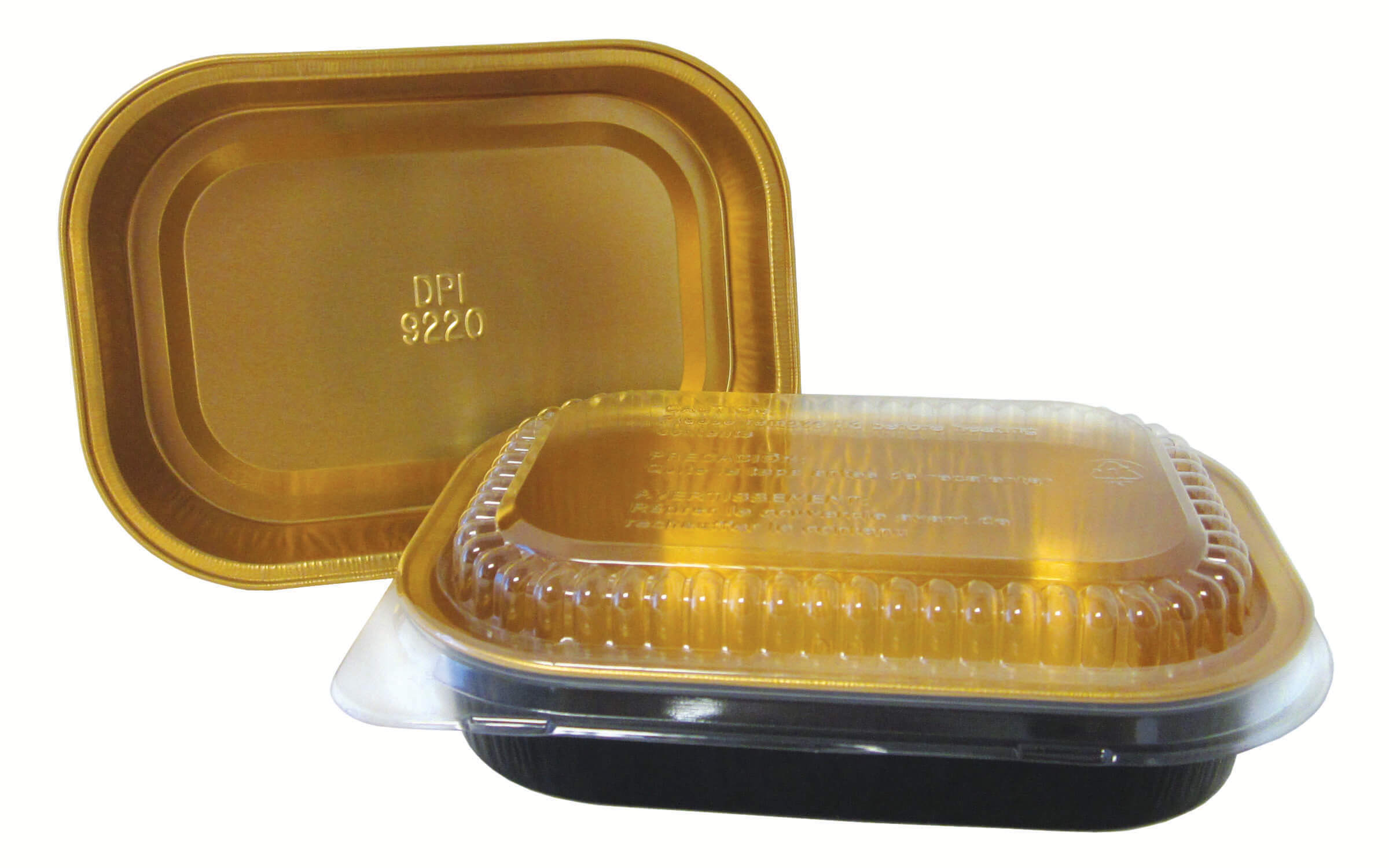 Pactiv Classic Carryout Aluminum Small Food Container Black/Gold, 46 fl-oz.  - 50/Case-SPLYCO